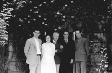 George Hines Lowery, Amelia Samano Bishop, Emil Witschi, Isaac Ochoterena, and unidentified man, Biological Institute, Mexico City